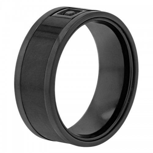 .05CT Black Diamond Cobalt Black IP Forged Carbon Fiber 8MM Band