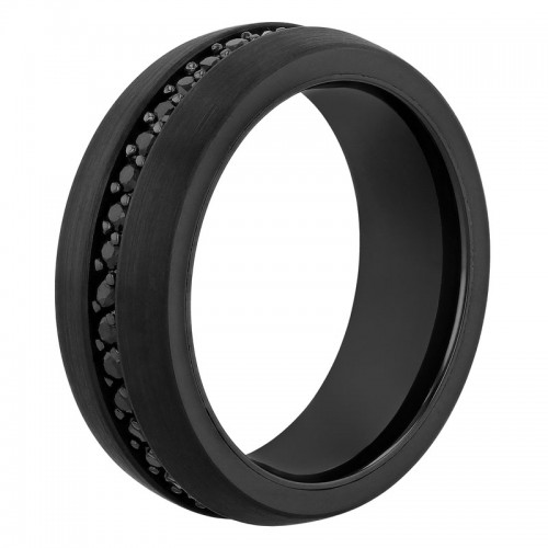 Black Sapphire Tungsten Black & Rose IP 8MM Band