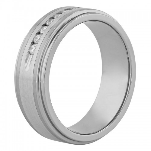 1/4 CTW Diamond Tungsten & Stainless Steel 8MM Band