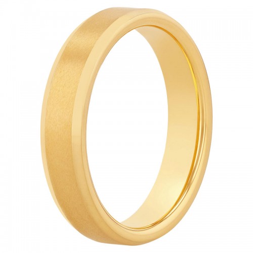 Tungsten W/Yellow Finish 5MM Beveled Edge Band