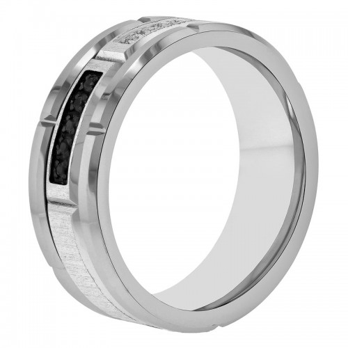 .12 CTW Black & White Diamond Tungsten Black IP 8MM Band