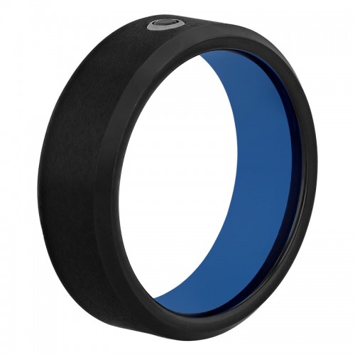 1/20 CTW Black Diamond Tungsten Black & Blue Finish Beveled 8MM Band