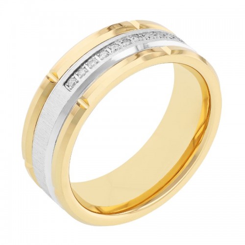 1/8CTW Diamond Tungsten Yellow IP 8MM Band