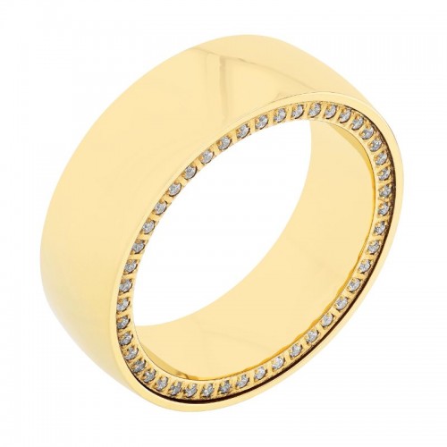 White Sapphire Tungsten Yellow IP 8MM Band