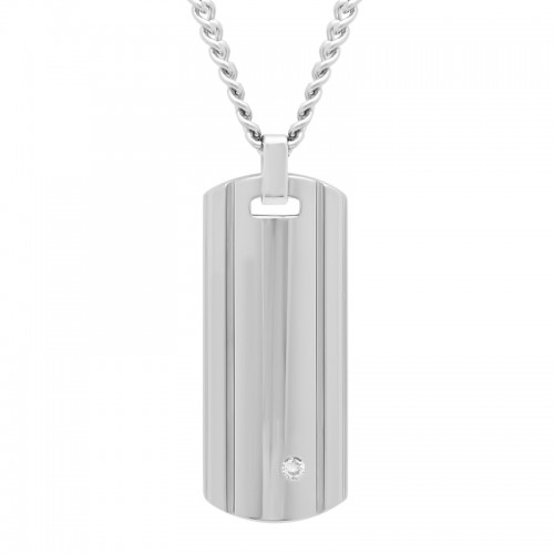 .10Ct Tungsten Diamond Dog Tag Pendant