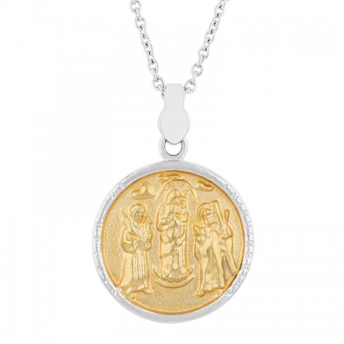 Stainless Steel w/ Yellow Finish Medallion Pendant