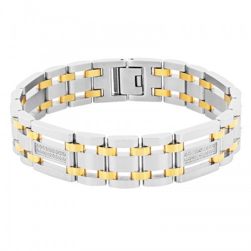 1/4 CTW Men's Stainless Steel Bracelet w/ Diamonds