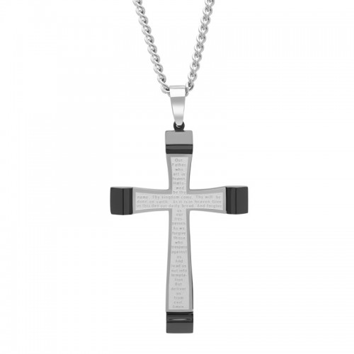 Stainless Steel Black & White Cross Pendant