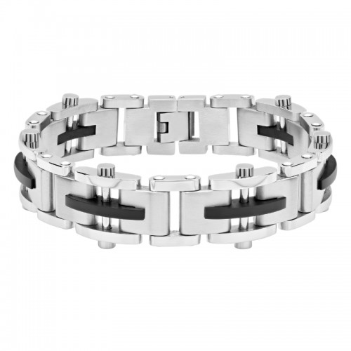 Stainless Steel With Black Finish Link Bracelet