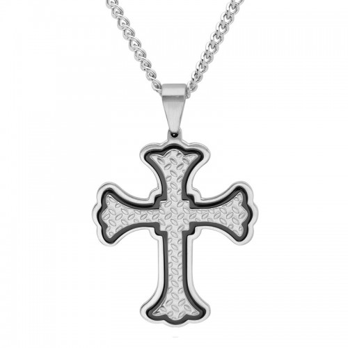 Stainless Steel Black & White Cross Pendant