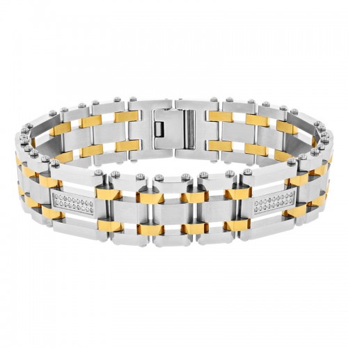 1/4 CTW Men's Stainless Steel Bracelet w/ Diamonds