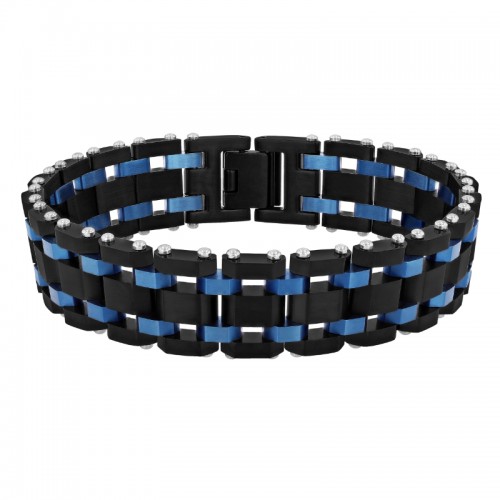 Stainless Steel Black And Blue Finish Bracelet