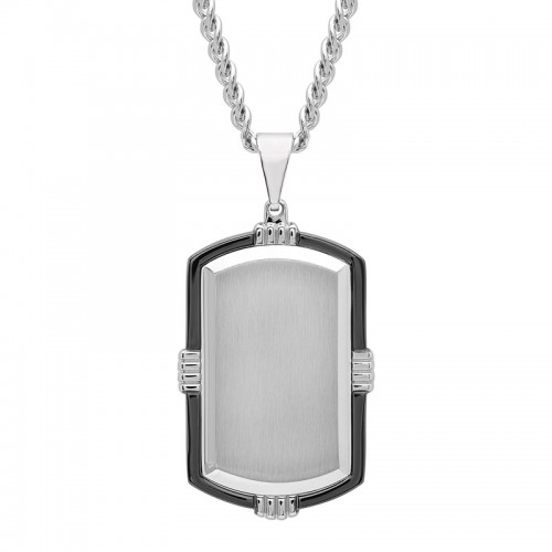 Stainless Steel Black & White Dog Tag Pendant