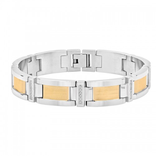 1/3 CTW Diamond Link Men's Stainless Steel Bracelet