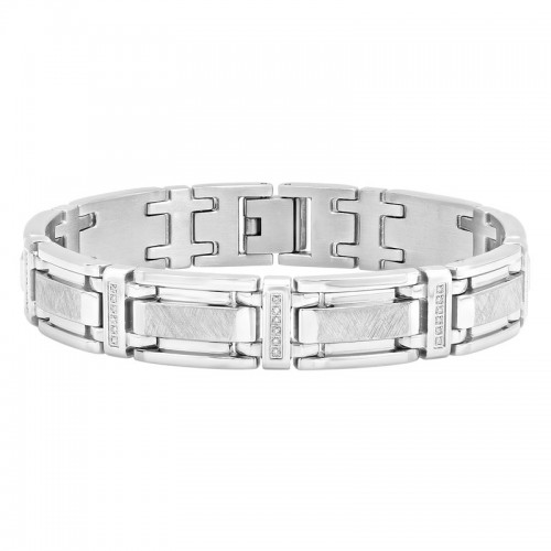 1/4 CTW Diamond Link Men's Stainless Steel Bracelet