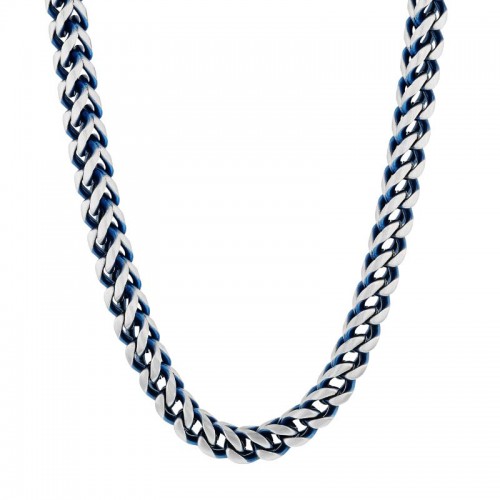 Stainless Steel With Blue Finish Franco Link Fashion Chain