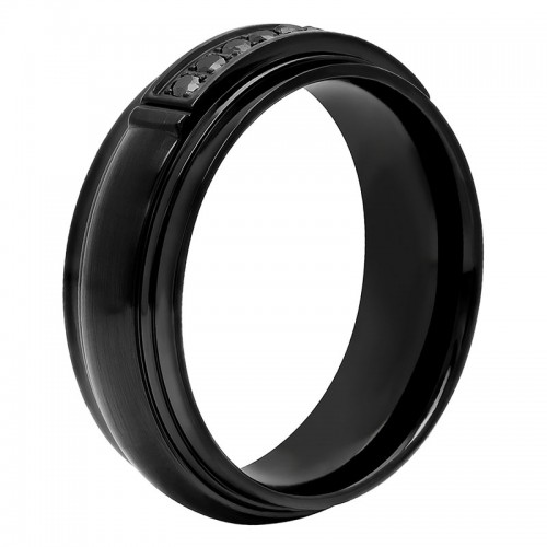 1/6 CTW Black Diamond Stainless Steel Black IP 8MM Band