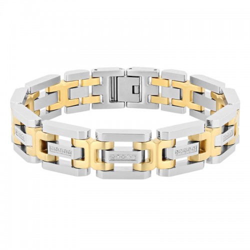 .022 CTW Stainless Steel w/ Yellow Finish Diamond Bracelet