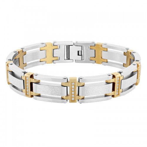 1/2 CTW Stainless Steel Yellow Finish Men's Diamond Bracelet