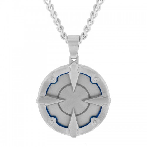 Stainless Steel w/ Blue Finish Disc Pendant