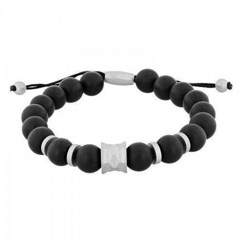 Stainless Steel Matte Onyx Bead Bolo Bracelet