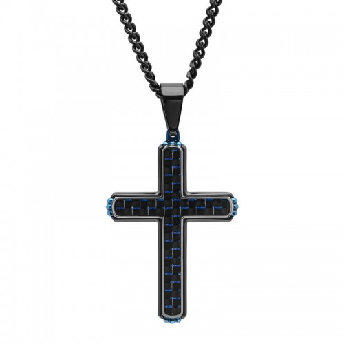 Stainless Steel Black & White Cross Pendant