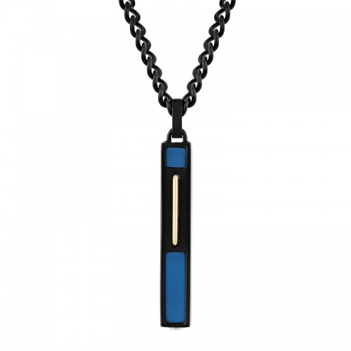 Stainless Steel Stick Pendant W/Black, Blue & Yellow Finish