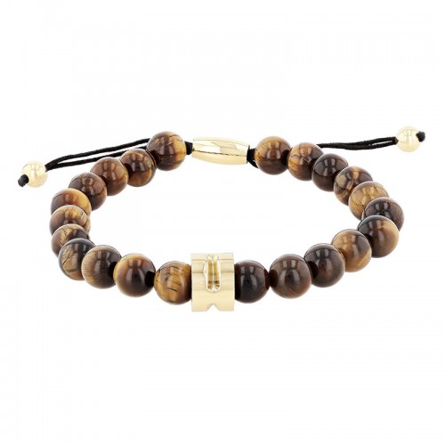 Stainless Steel Tiger Eye Bead Bolo Bracelet