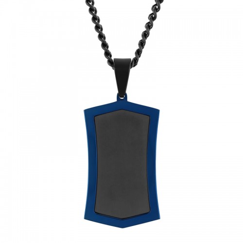 Stainless Steel Black & Blue Dog Tag Pendant