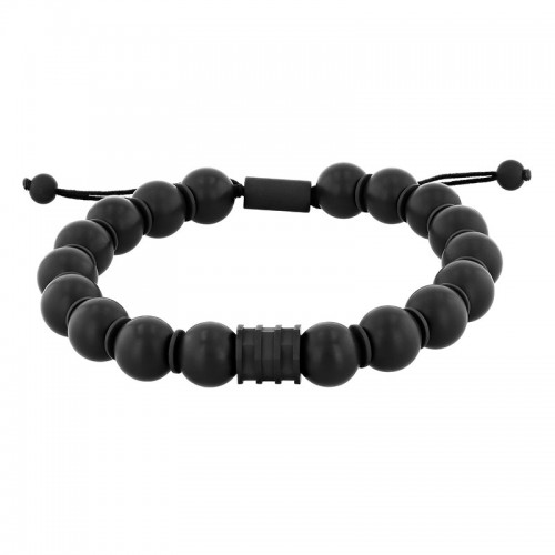 Stainless Steel Onyx Bead Bolo Bracelet