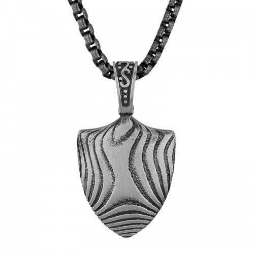 Stainless Steel Pattern Shield Pendant