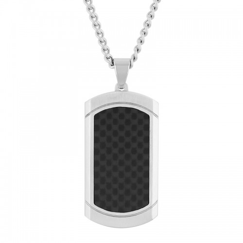 Stainless Steel Carbon Fiber Dog Tag Pendant