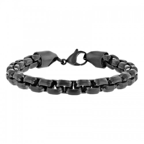 Stainless Steel Gunmetal Finish Square Link Bracelet