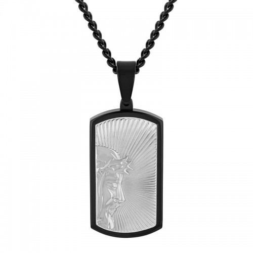 Stainless Steel Black & White Dog Tag Pendant