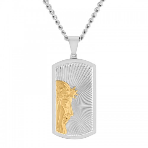 Stainless Steel w/ Yellow Finish Dog Tag Pendant