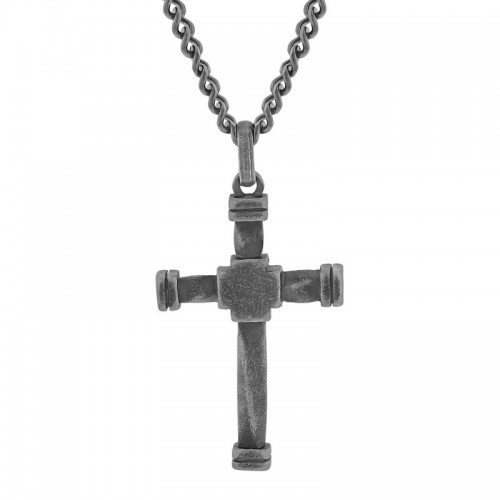 Stainless Steel Gunmetal Finish Cross Pendant