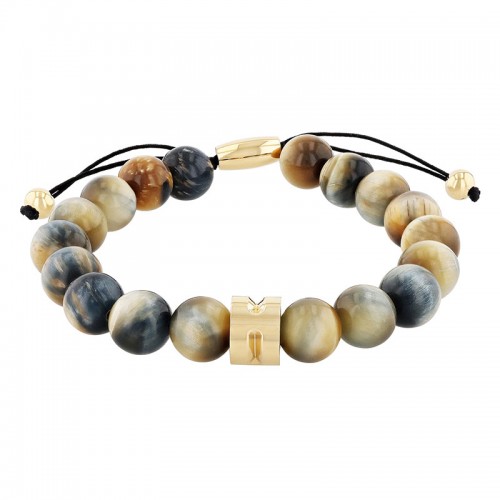 Stainless Steel Honey Tiger Eye Bead Bolo Bracelet