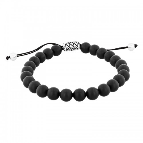 Stainless Steel Matte Onyx Bead Bolo Bracelet