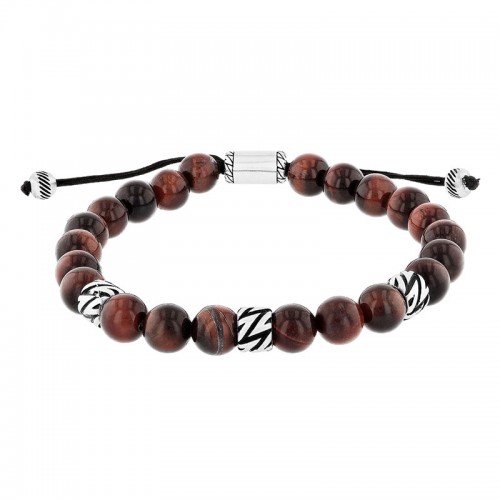 Stainless Steel Tiger Eye/Onyx Bead Bolo Bracelet