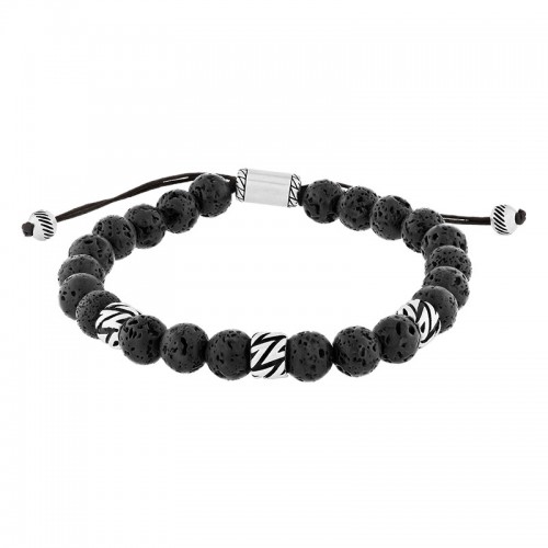 Stainless Steel Lava Bead Bolo Bracelet