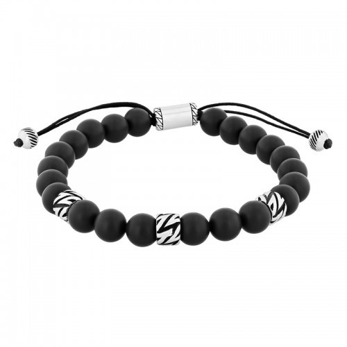 Stainless Steel Onyx Bead Bolo Bracelet