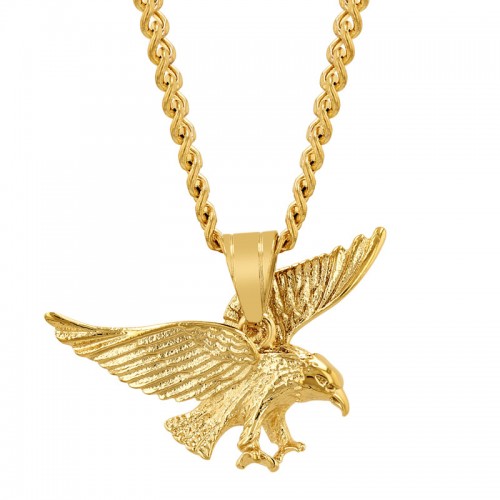 Stainless Steel w/ Yellow Finish Eagle Pendant