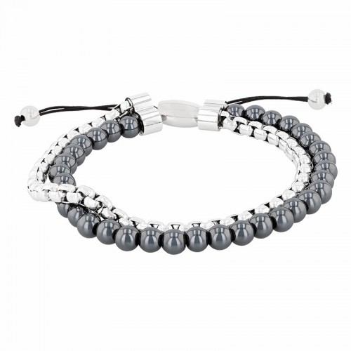 Stainless Steel Hematite Bead Bolo Bracelet