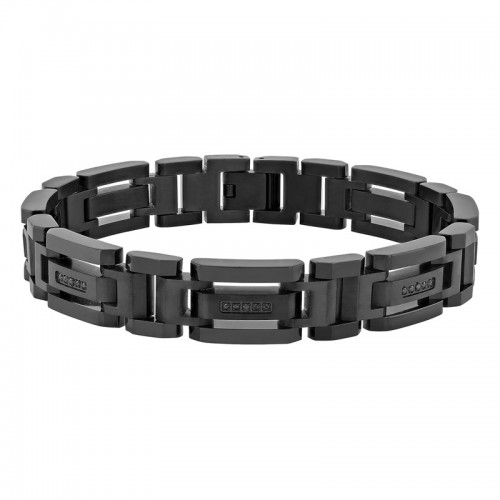 1/6 CTW Black Diamond Men's Stainless Steel Bracelet