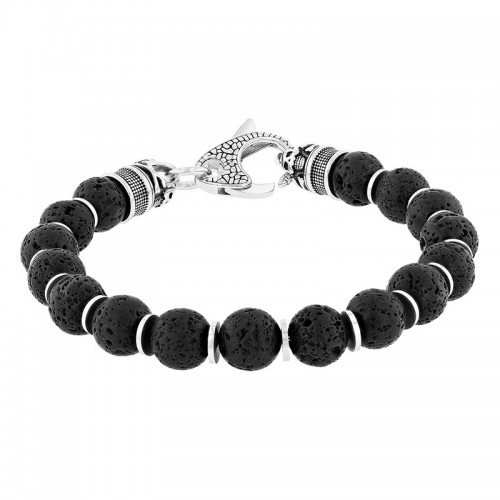 Stainless Steel Lava Bead Bolo Bracelet