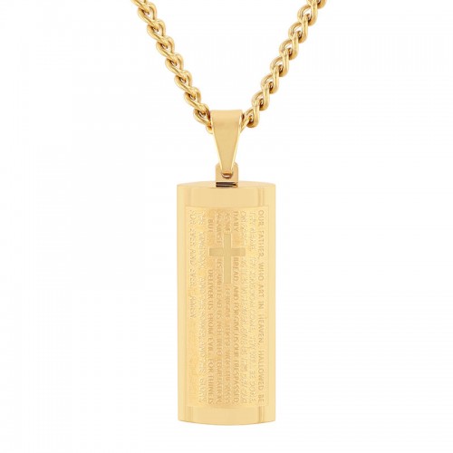 Stainless Steel Yellow Finish Tag Pendant