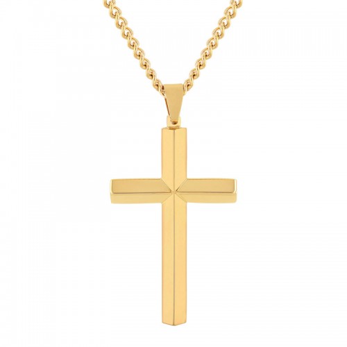 Stainless Steel Yellow Finish Cross Pendant