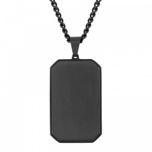 Stainless Steel Black Finish Dog Tag Pendant