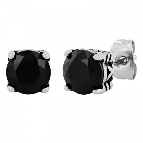 Stainless Steel Black Spinel Gothic Stud Earrings