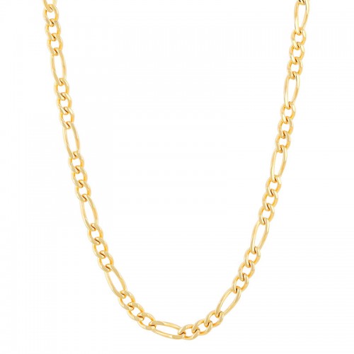 Stainless Steel w/ Yellow Finish 24' Inch Figaro Chain